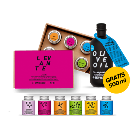 STAY SPICED!  6 Levante Gewürzen X NENI Sortiments | Plus S! Olivenöl 500ml  | Gewürz BUNDLE