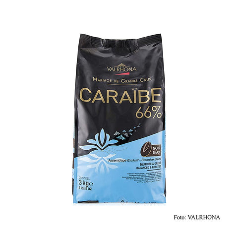 Valrhona Pur Caraibe "Grand Cru", dunkle Couverture, Callets, 66% Kakao, 3 kg