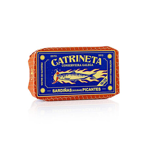 Sardines (sardinas picantes), whole, in olive oil and chili, Catrineta, 115 g