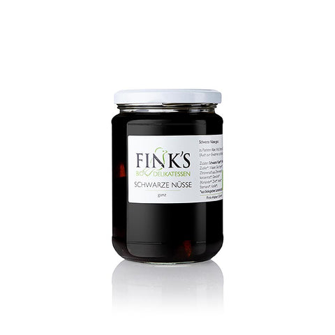 Pack of 12 whole black walnuts in rich syrup, Finks Delikatessen, organic, 390 g