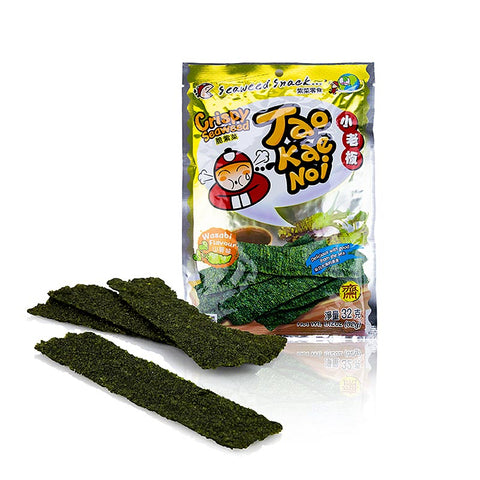 Gebinde-24-Taokaenoi Crispy Seaweed Wasabi, Algen Chips mit Wasabigeschmack, 32 g