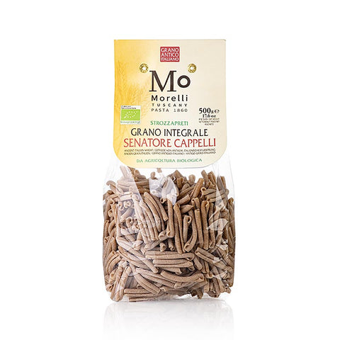 Container of 12 pasta Integrali Strozzapreti Senatore, whole wheat pasta, Morelli 1860, organic, 500 g