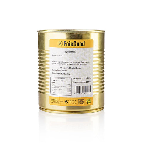 Duck fat (duck rendered fat), from unfed ducks, foie gras, 650 g