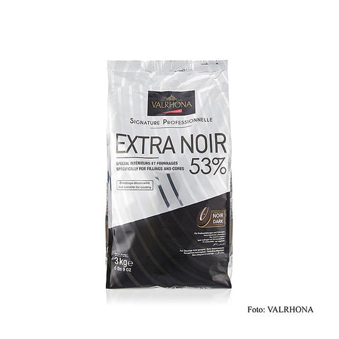 Valrhona Extra Noir, dunkle Couverture, Callets, 53% Kakao, 3 kg