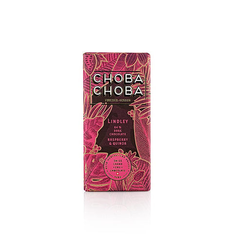 Gebinde-12-Dark Chocolate 64% Himbeer-Crisp, Bitterschokoladentafel, ChobaChoba, BIO, 91 g